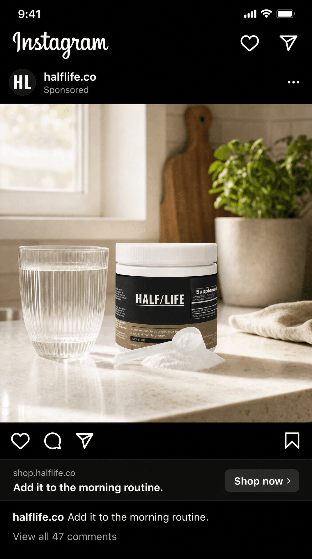 Instagram ad written by claude-opus-4-7: Add it to the morning routine.